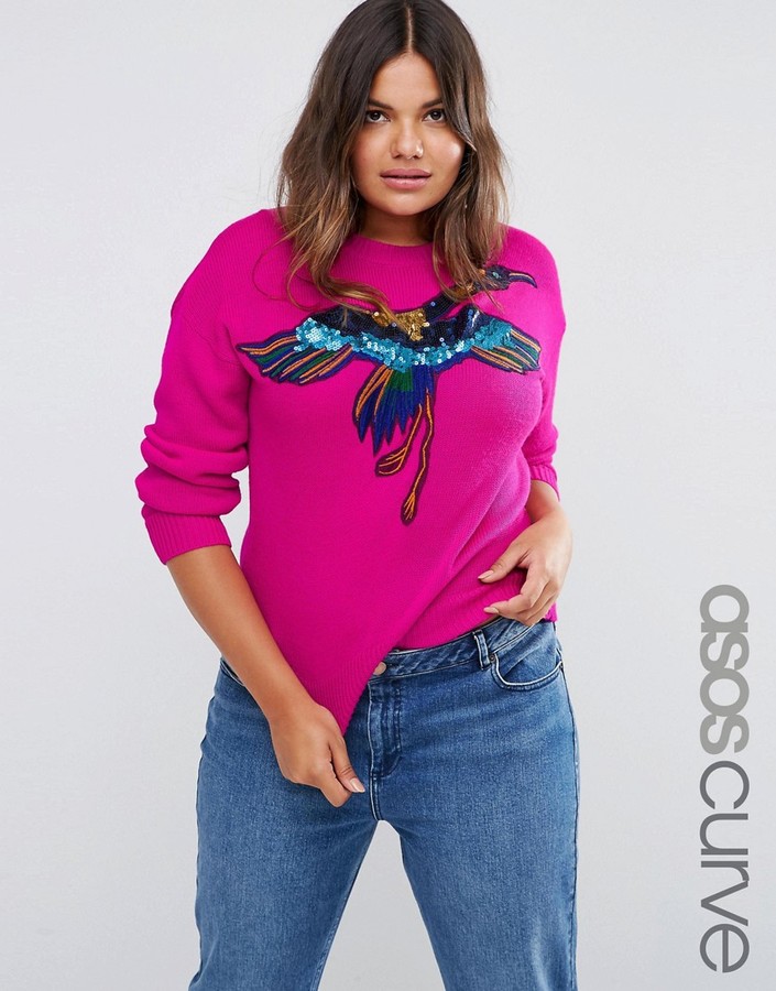 asos-curve-jumper-with-sequin-bird-motif