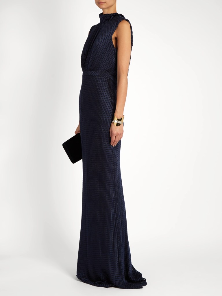 saloni-fleur-velvet-devore-high-neck-gown