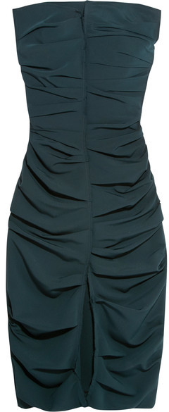 carmen-march-strapless-ruched-crepe-dress