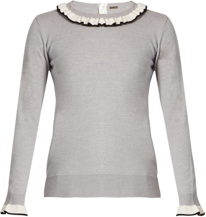 ADAM LIPPES RUFFLE-TRIMMED WOOL SWEATER
