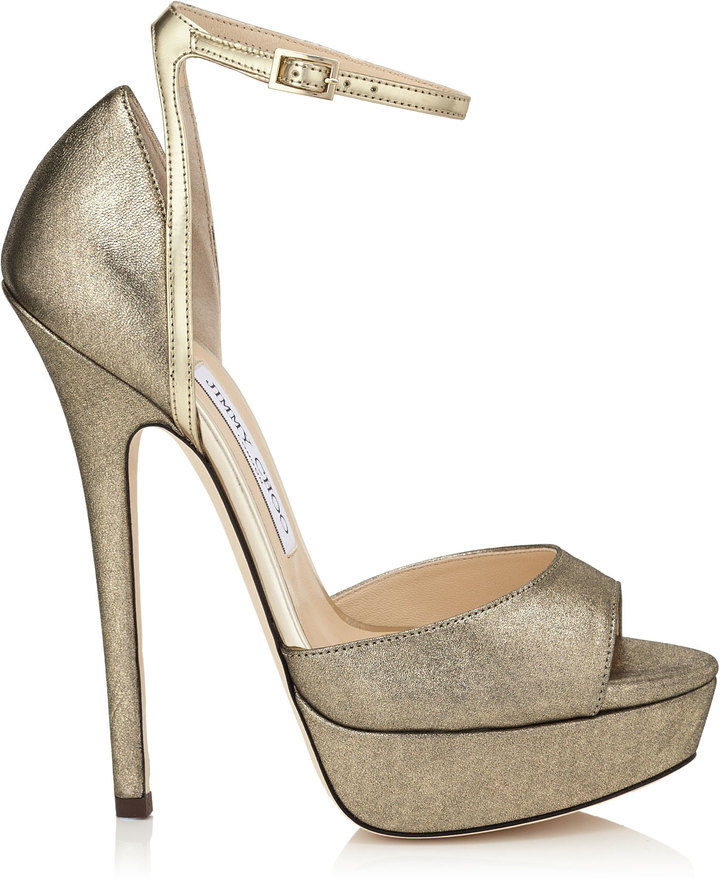 PEARL 145 GOLD SHIMMER LEATHER PLATFORM SANDALS