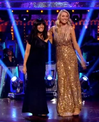 Claudia winkleman black one shoulder ruffle mermaid gown Strictly come Dancing 2017