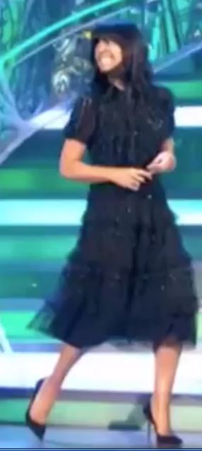 Claudia winkleman Strictly dress black sequin tulle dress Strictly Come Dancing 2017