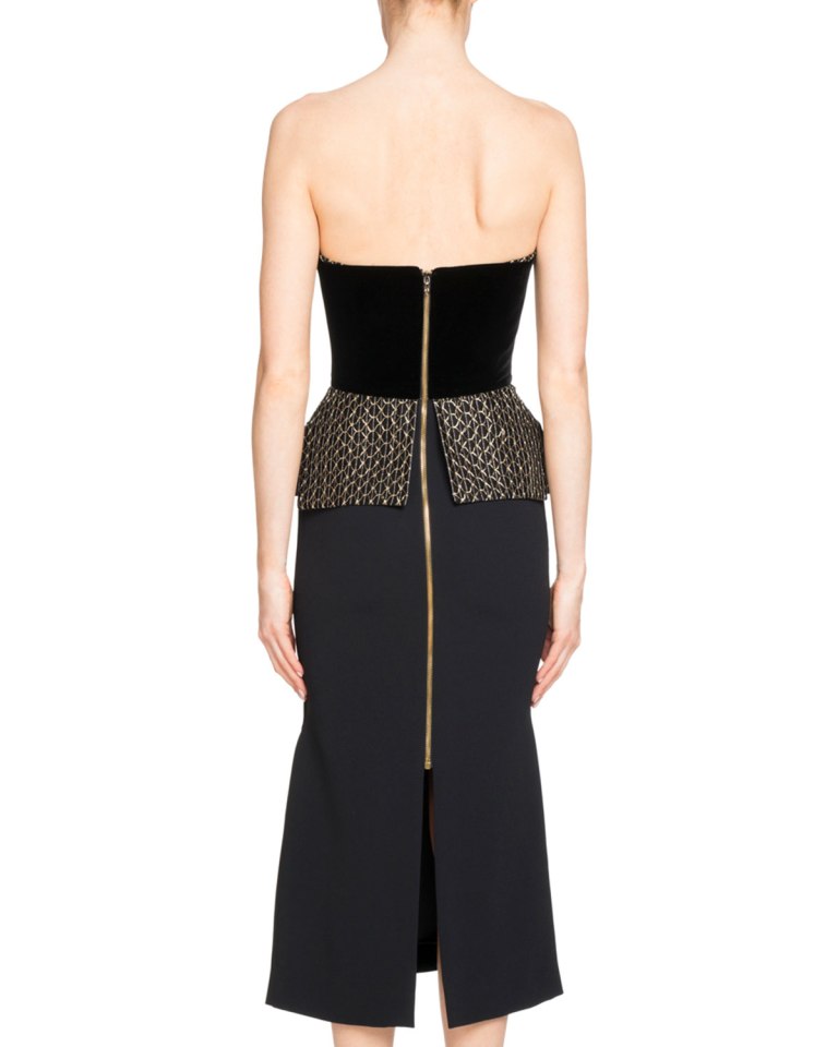 Roland Mouret Alciston Strapless Peplum Dress back view
