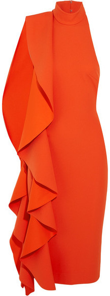 Solace London Ruffled Crepe Midi Dress