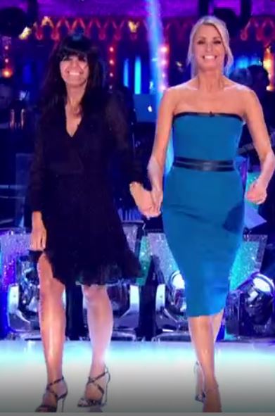 Claudia winkleman black lace and sequin ruffle dress Strictly Come Dancing 2017