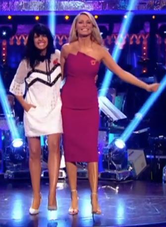 Claudia Winkleman white lace dress Strictly come Dancing 2017