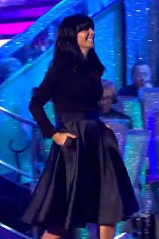 Claudian winkleman Steictly dress with satin skirt Strictly come Dancing November 2017