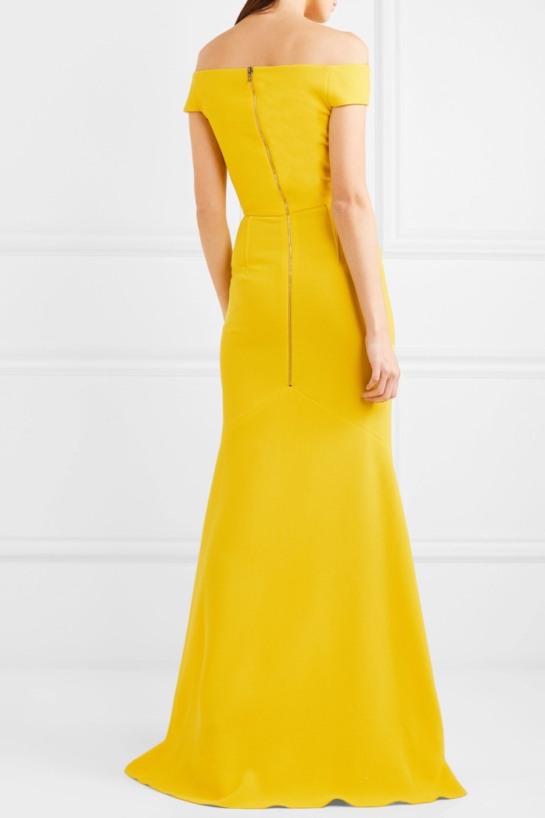 Roland Mouret Gerzon Off-the-shoulder Wool-crepe Gown back view