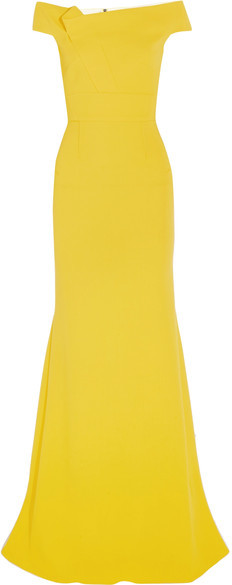 Roland Mouret Gerzon Off-the-shoulder Wool-crepe Gown