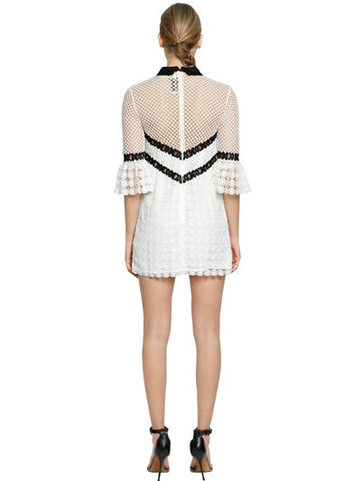 Self Portrait Petal Lace Mini Dress back view