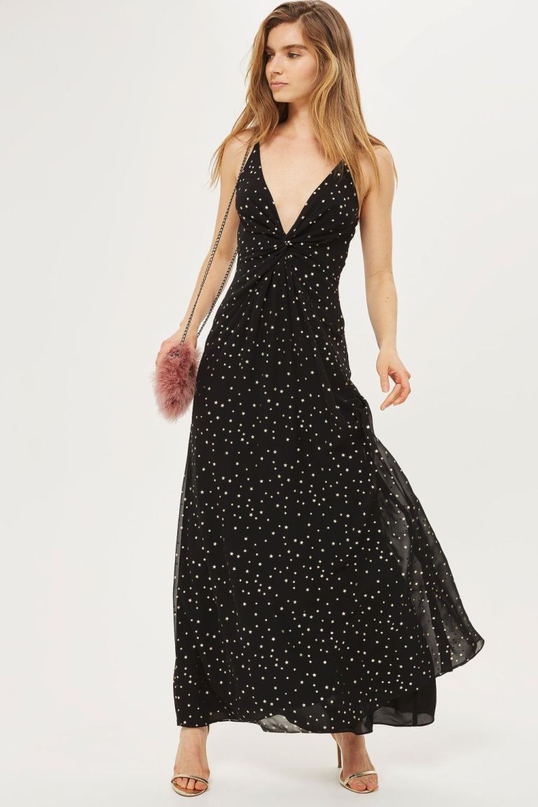 Topshop Star Foil Maxi Dress