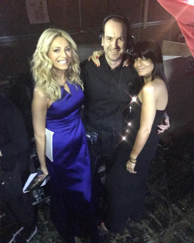 Claudia winkleman Strictly jumpsuit strapless black jumpsuit with burrons December 2017 photo Claudia Winkleman