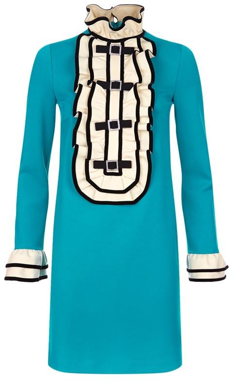 Gucci Ruffle Trim Long Sleeve Dress