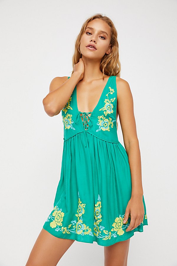free People Aida slip sea green