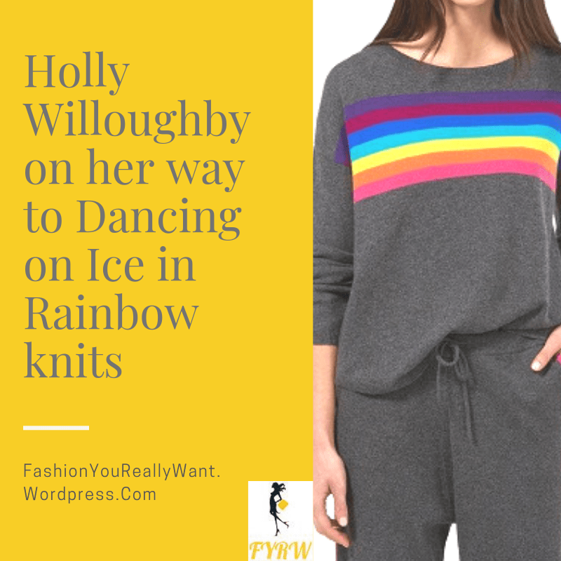 Holly Willoughby outfit rainbow stripe grey top and leggings trousers January 2018