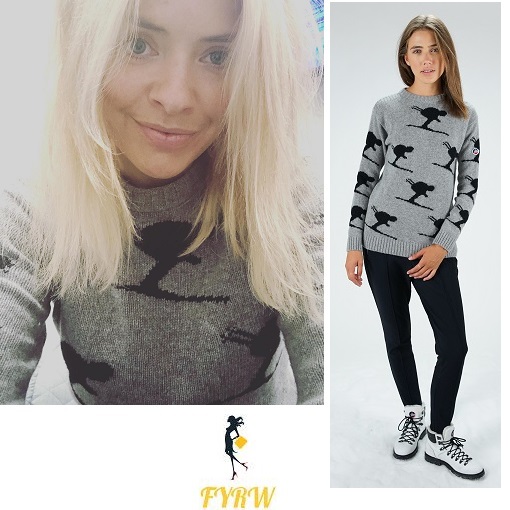 Holly Willoughby outfit grey and black ski jumper January 2018