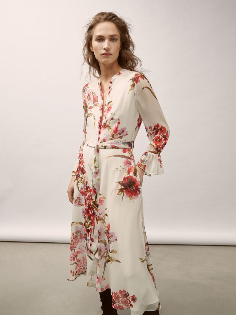 Massimo Dutti Georgette Dress With Floral Print