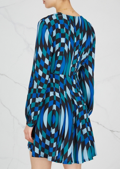 RIXO London Harper Printed Silk Chiffon Mini Dress back view