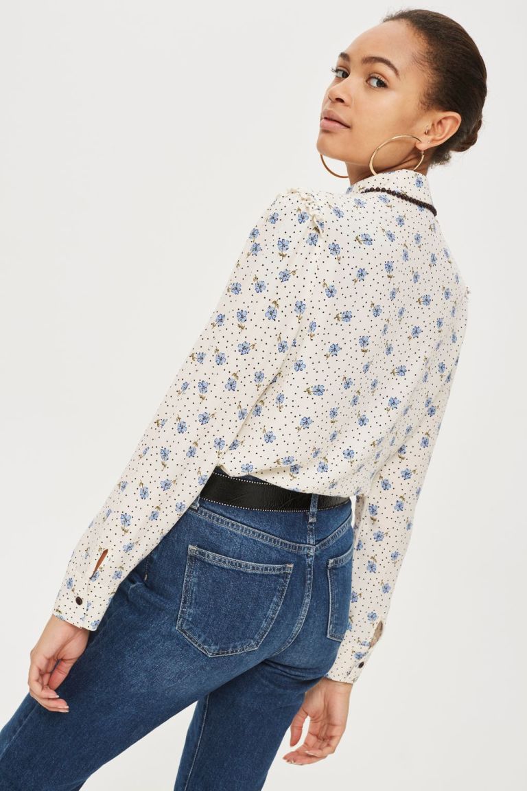Topshop Floral and Spot Print Shirt back view