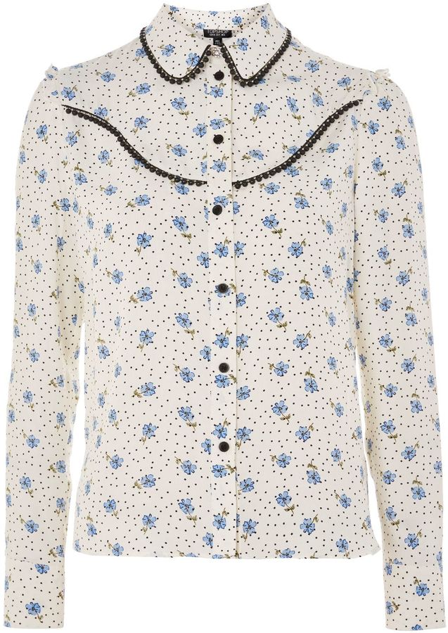 Topshop Floral and Spot Print Shirt
