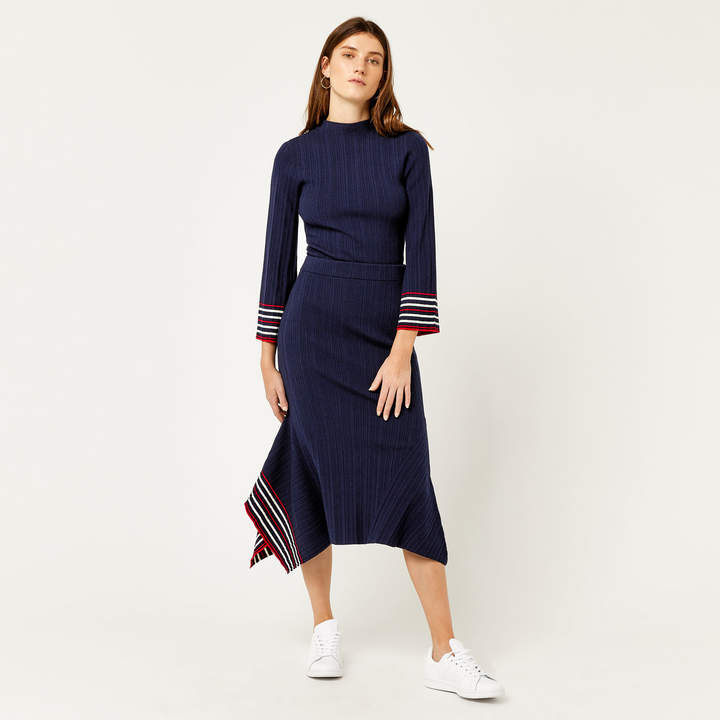 Warehouse Multi Rib Stripe Trim Skirt
