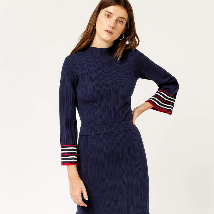 Warehouse Multi Rib Stripe Trim Jumper