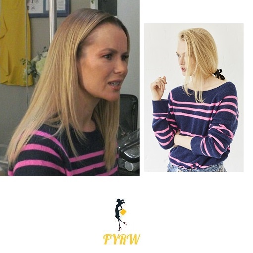 amanda Holden navy and pink striped jumper Ant and Dec SNTA february 2018