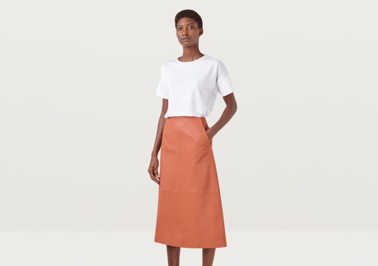 Finery Hector Rust Leather A-Line Skirt