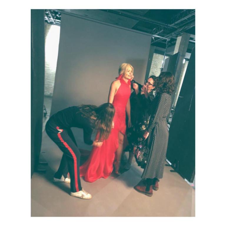 Holly Willoughby diet coke red gown
