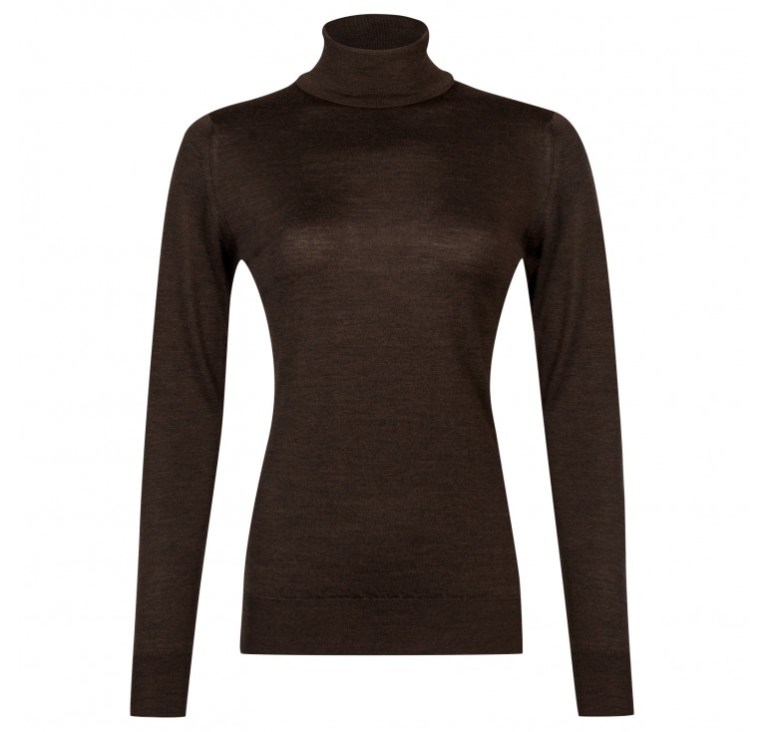 John Smedley Catkin Wool Roll Neck chestnut