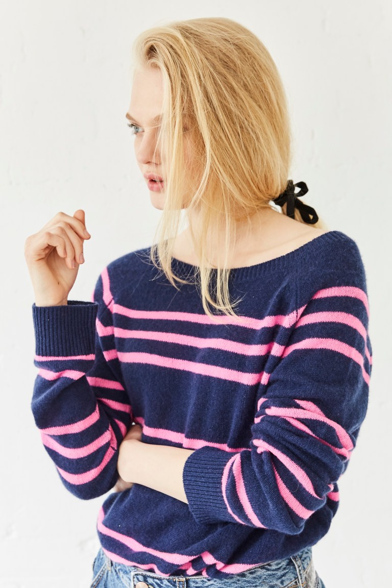 Tabitha Webb strioed Dreams navy and pink sweater.jpg