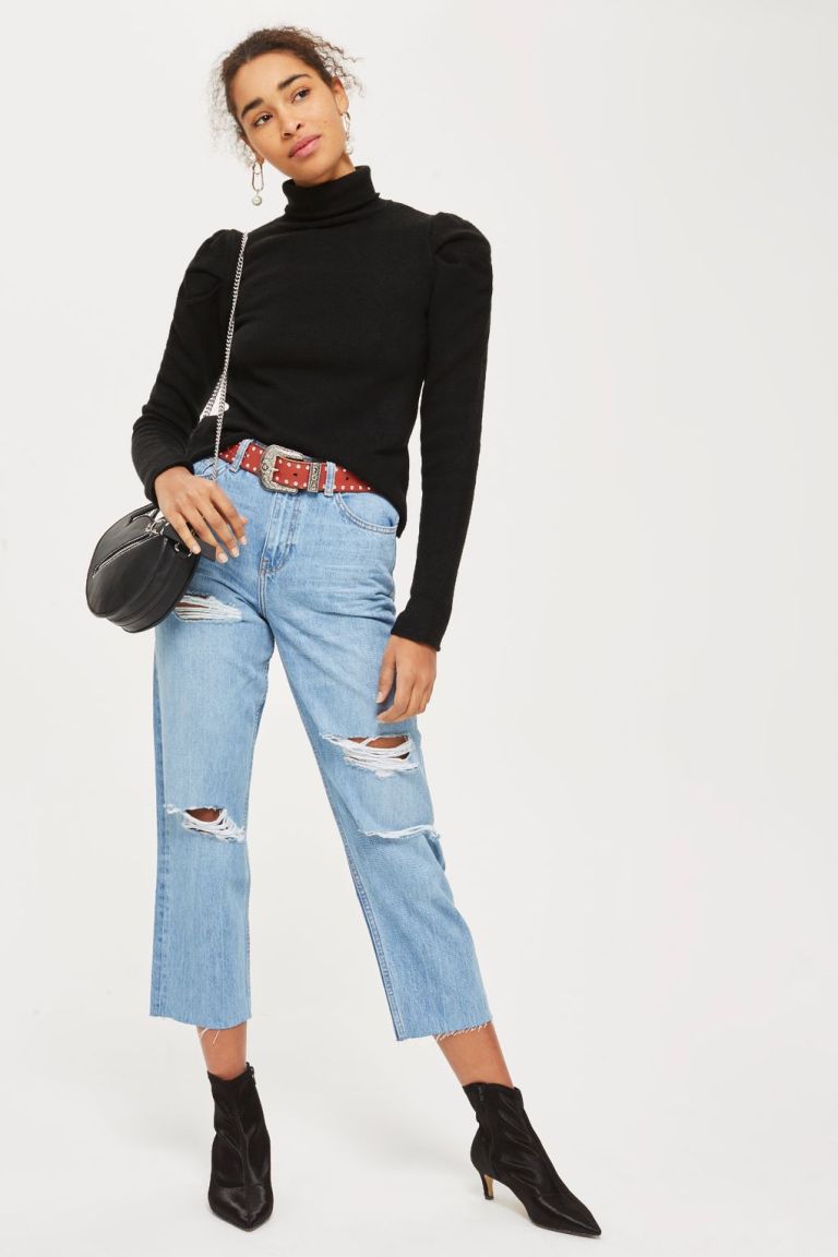 Topshop Bold Sleeve Roll Neck Jumper