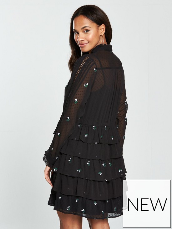 V by Very Embroidered Shirt Dress back view