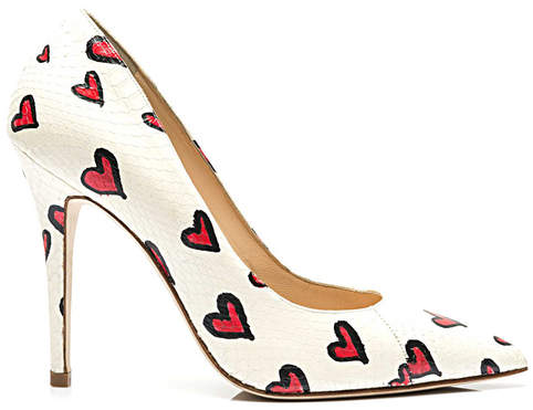 Julia Mays 1104 Heart Print Elaphe Stiletto Pumps