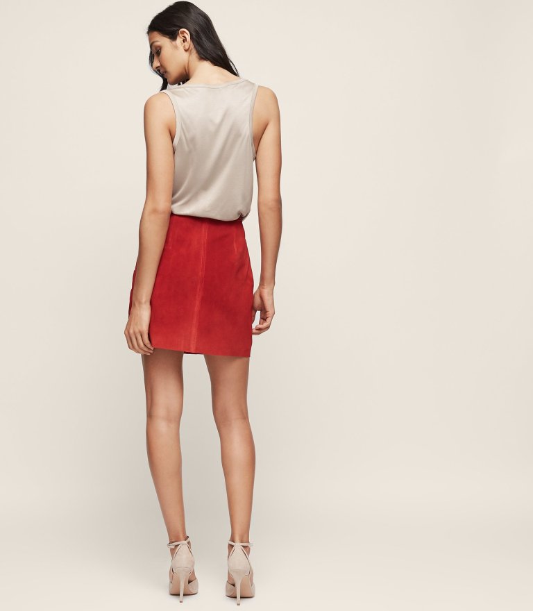 Reiss  Keaton - Suede A-line Mini Skirt back view