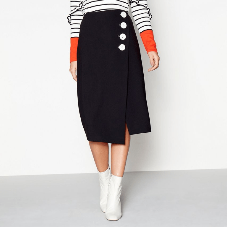 Studio by Preen Black wrap button skirt
