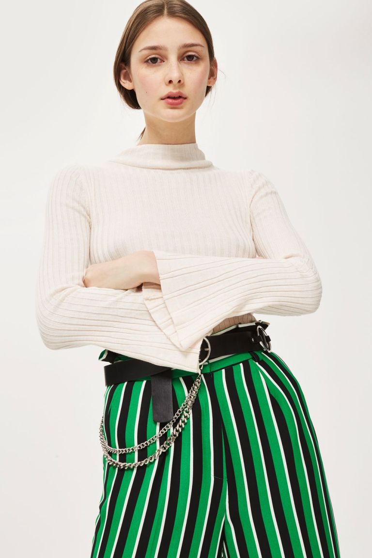Topshop Flute Sleeve Roll Neck Top