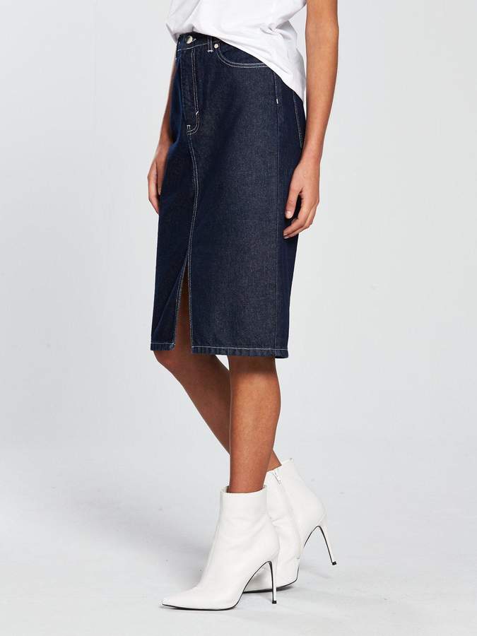V by Very Contrast Stitch Denim Skirt