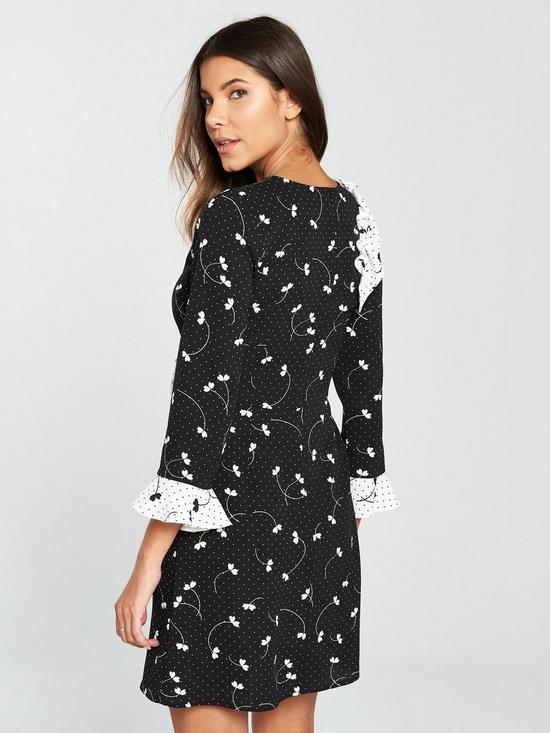 V by Very Mixed Print Frill Tea Dress back view