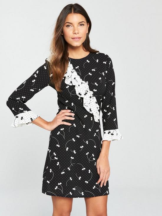 V by Very Mixed Print Frill Tea Dress