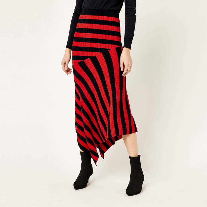 Warehouse Stripe Asymmetric Skirt