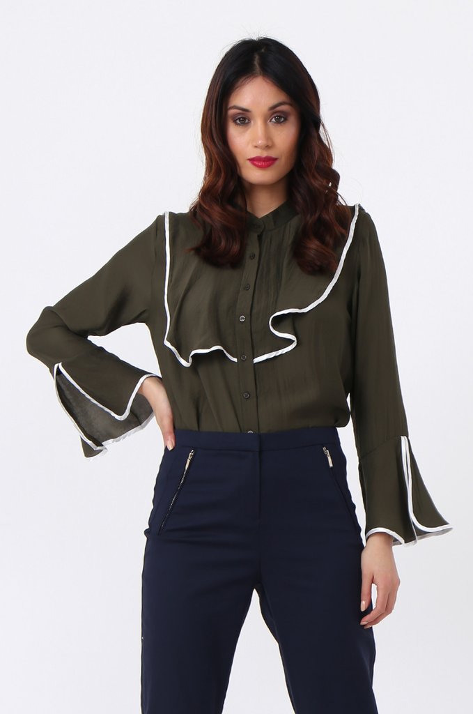 10Store Contrast Frill Blouse