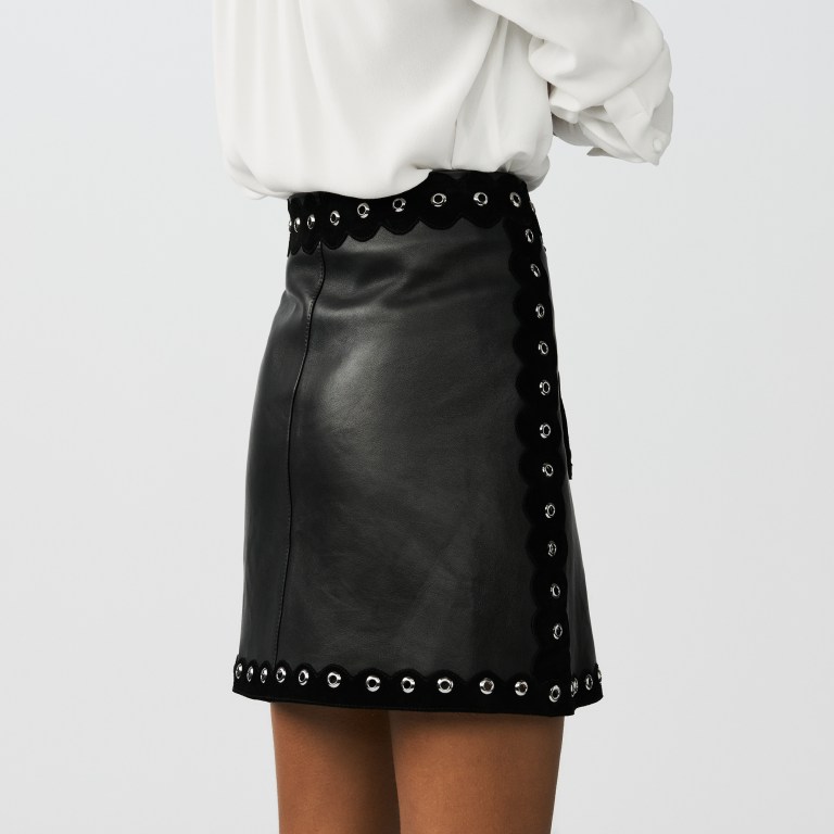 Maje Shirt Leather Skirt back view.jpg