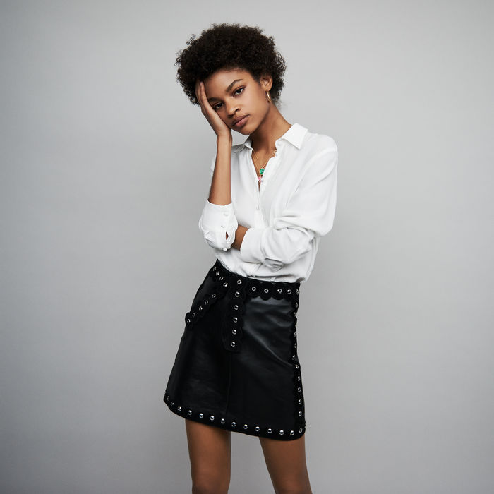Maje Shirt Leather Skirt