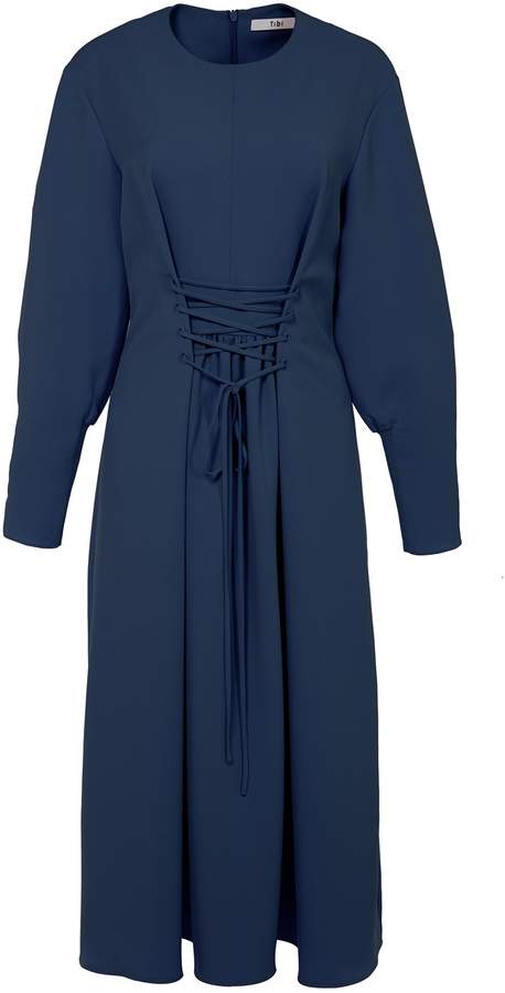 Tibi Drape Twill Lace-up Corset Dress