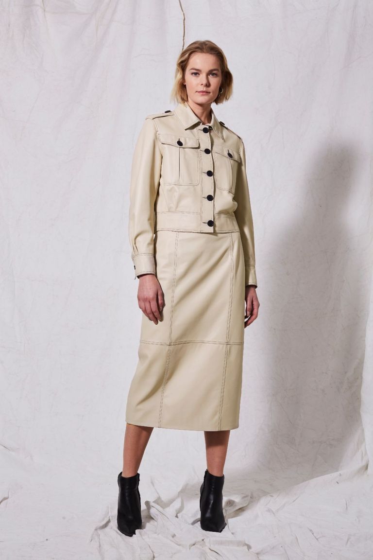 Topshop leather contrast stitch skirt by boutique