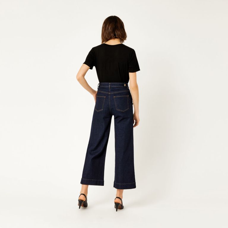 Warehouse Nautical Wide Leg Jeans back view