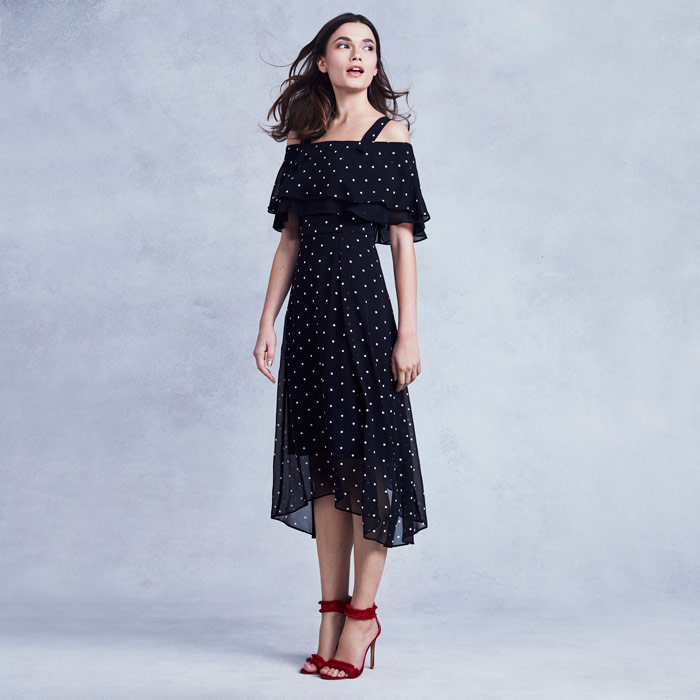 Coast Nadine Spot Bardot Midi Dress