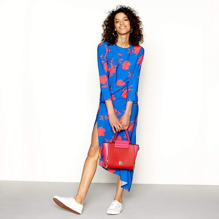 H! by Henry Holland - Blue Floral Print Asymmetric Dress